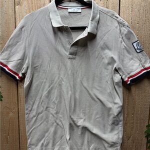 Moncler Beige Polo Shirt with Red and Blue Accents